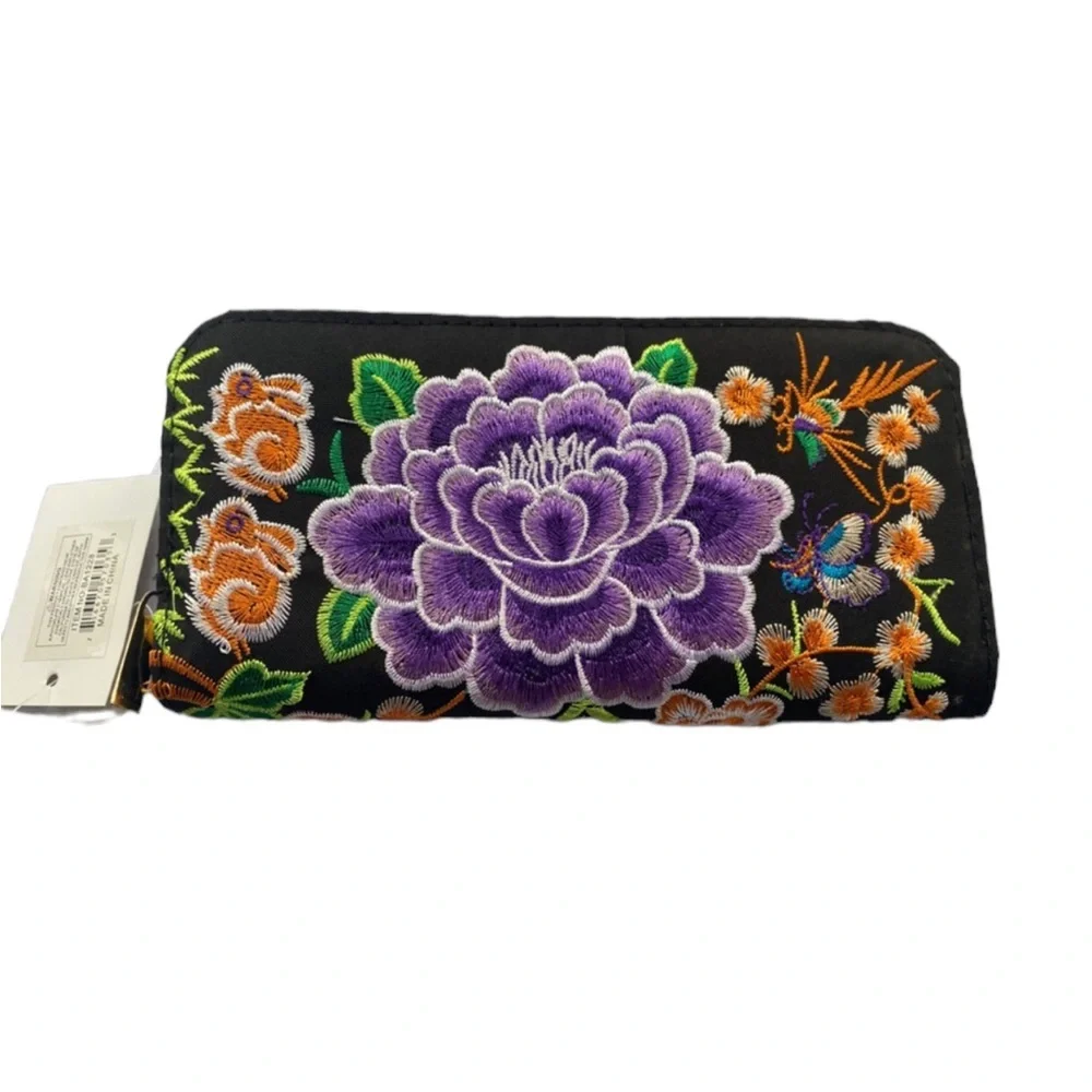 Purple Floral Embroidered‎ Women’s Wallet